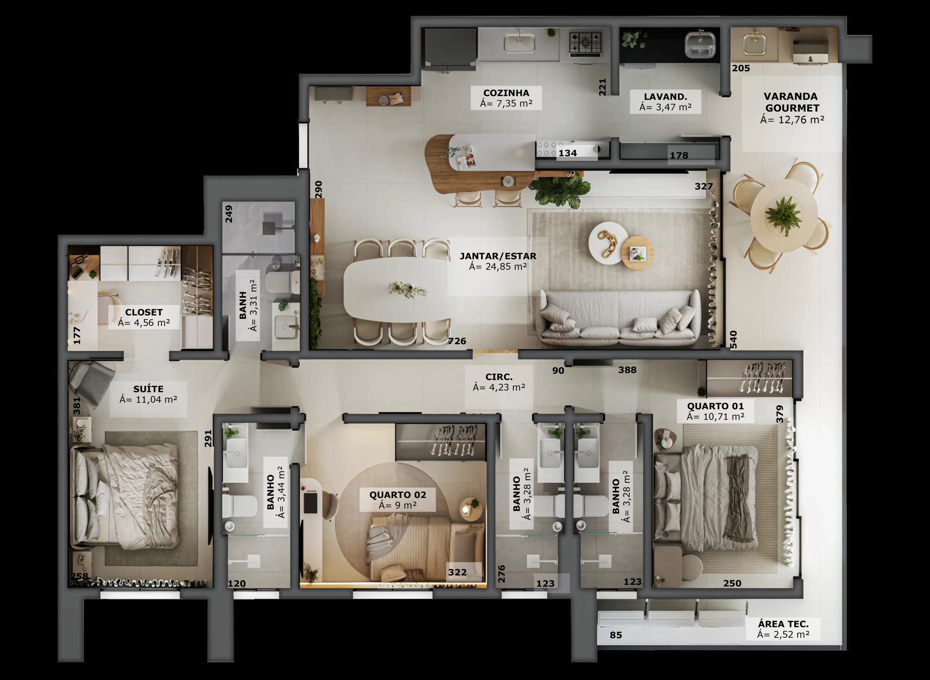 Planta baixa de Apartamento 120 m²