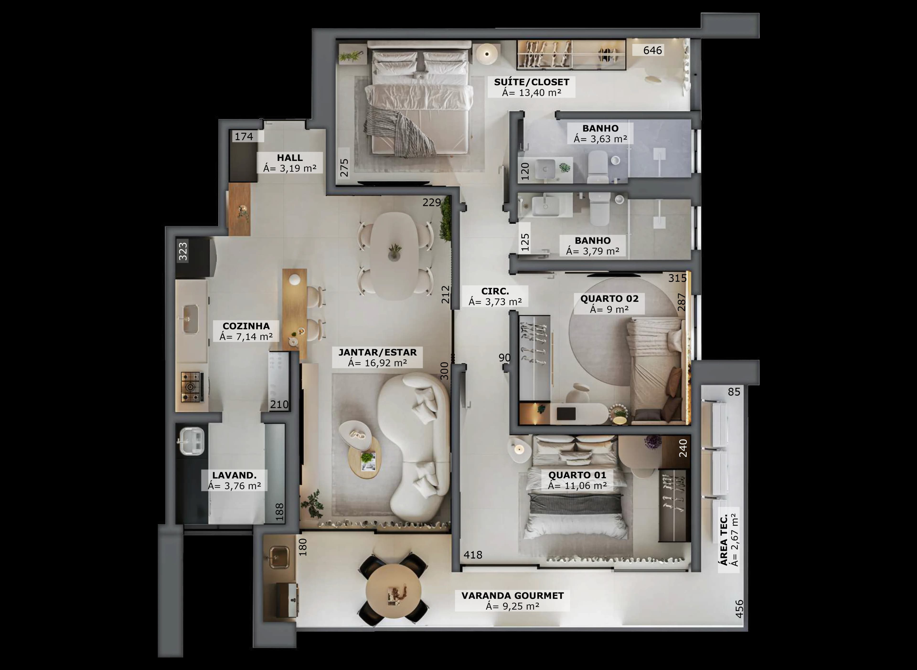 Planta baixa de Apartamento 99 m²