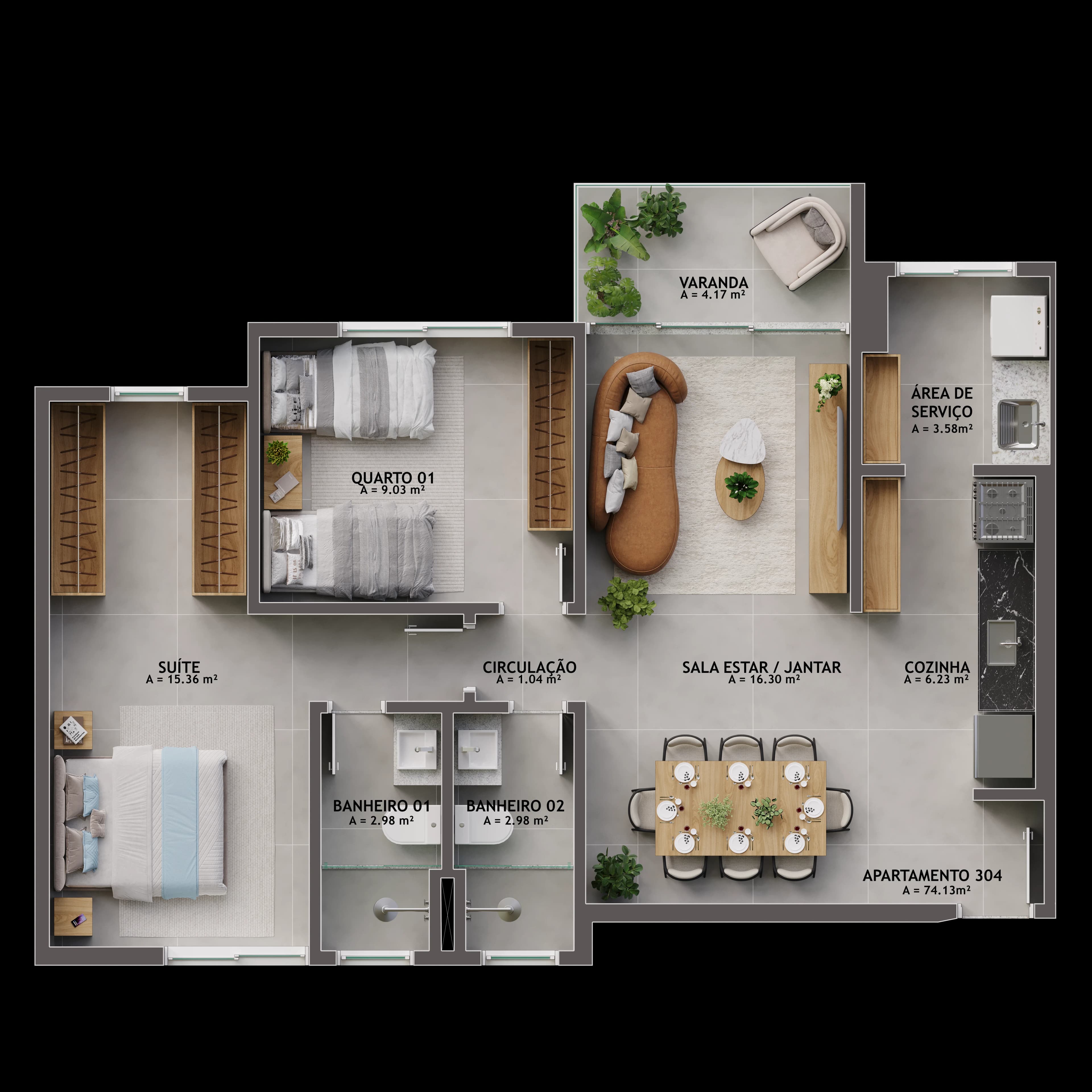 Planta baixa de Apartamento Tipo 04